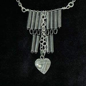 Handmade “Wrapped Heart” Mixed Metals Silver Charm Necklace